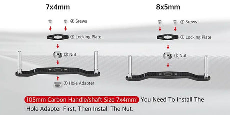 RL - Angelrollentuning - Gomexus Crank 105 mm Carbon Handle | ohne Knobs - Handle - 7x4 mm -