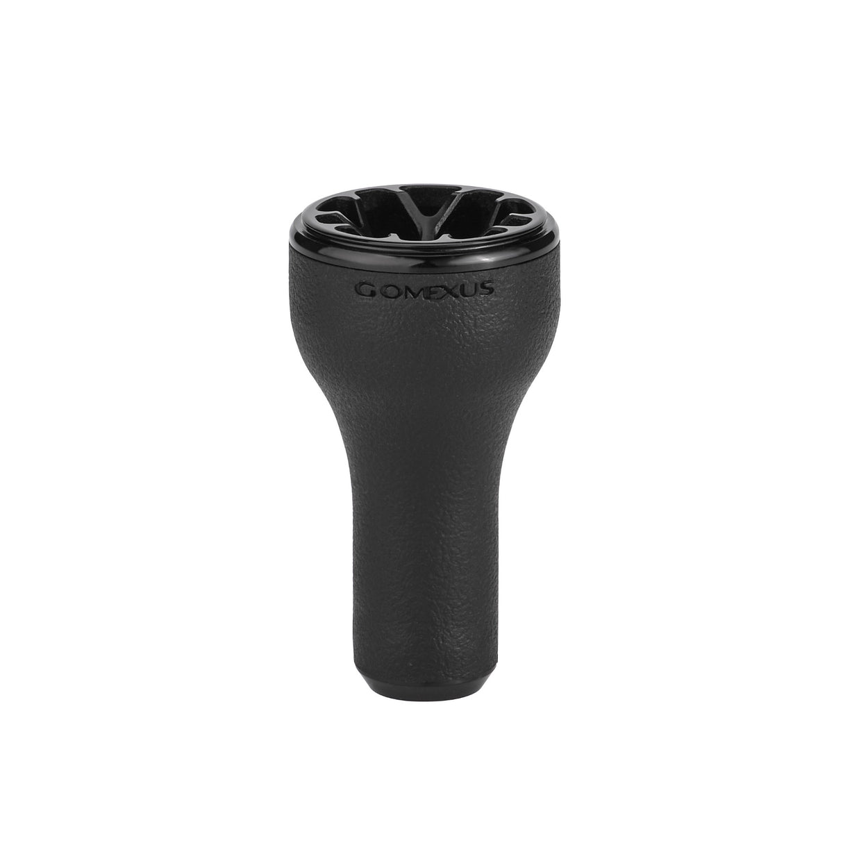 Der Gomexus 30mm TPE-L Knopf ist ein schwarzer, strukturierter, rutschfester Griff mit einer abgerundeten Basis und einer glΓ€nzenden, teilweise offenen Oberseite. Der Schriftzug "GOMEXUS" erscheint in der NΓ€he der Oberseite. Der Knopf ist auf einem schlichten weiΓen Hintergrund abgebildet.