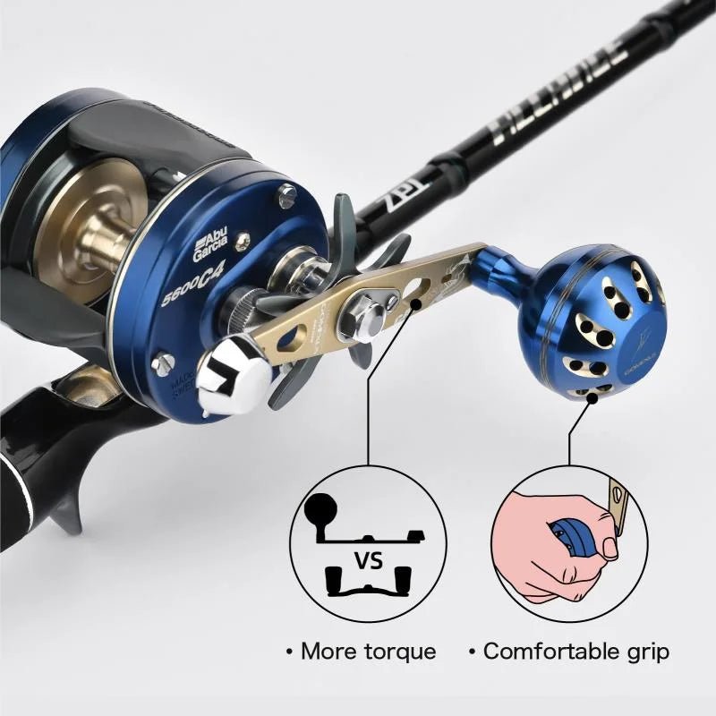 RL - Angelrollentuning - Gomexus Catfish Power Handle Abu Garcia | Ideal für Wels angeln - Blau | Gold -