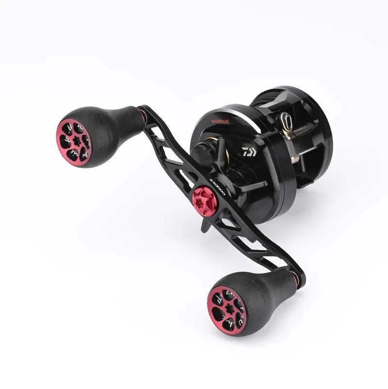 RL - Angelrollentuning - Gomexus Crank 120mm Handle mit 30 mm TPE Knobs (8x5mm) - Handle - Rot -