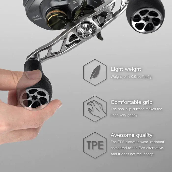 RL - Angelrollentuning - Gomexus Crank 120mm Handle mit 30 mm TPE Knobs (8x5mm) - Handle - Silber -