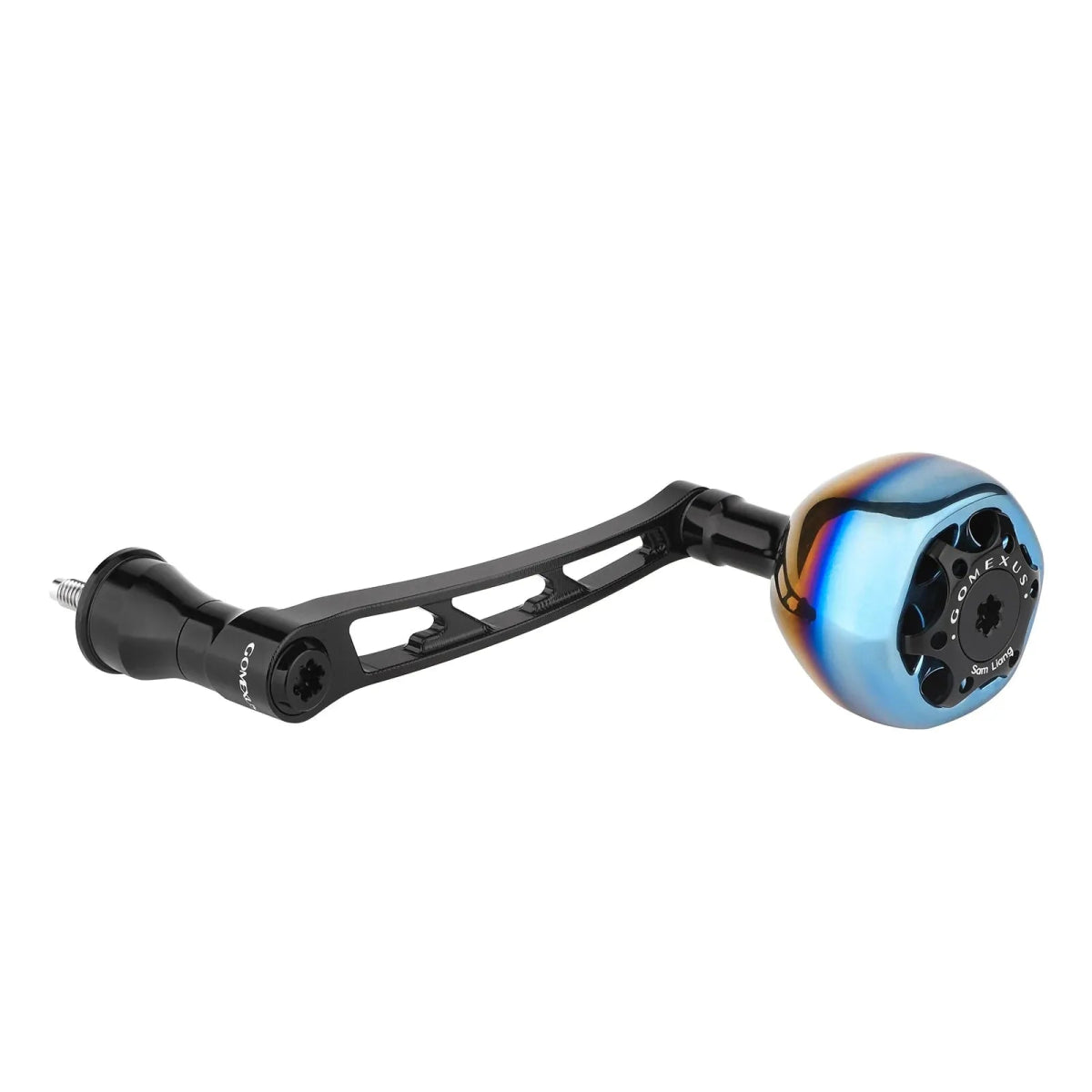 RL - Angelrollentuning - Gomexus Super - Duraluminium - Kurbel 70 mm mit 38 mm Titan Galaxy Knob fßr Stationärrollen - Handle - Schwarz - 70 mm - Daiwa