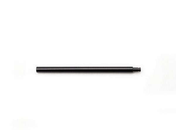 Eine schwarze zylindrische Rute, die Hedgehog Studio Daiwa Level Wind Shaft für STEEZ SV TW und ZILLION SV TW, mit einer kleinen Verengung an einem Ende, wird horizontal auf einem schlichten weißen Hintergrund dargestellt.