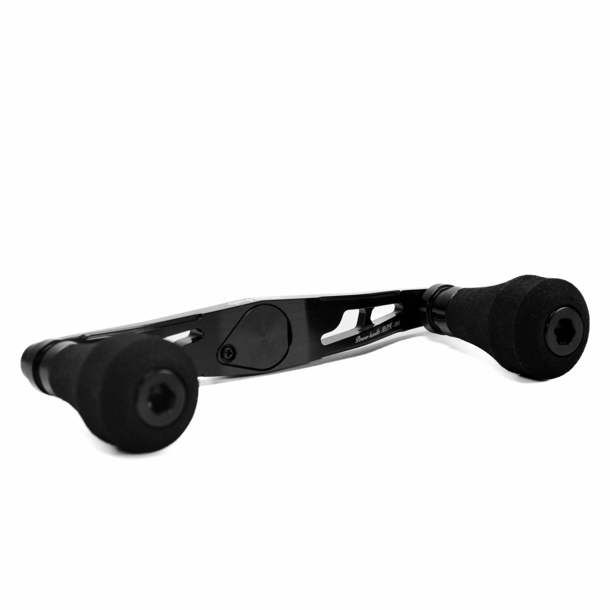 RL - Angelrollentuning - Maktub Power Handle 120 mm aus super Duraluminium mit 26 mm EVA Knobs für Shimano & Daiwa Baitcaster - 7x4 mm -