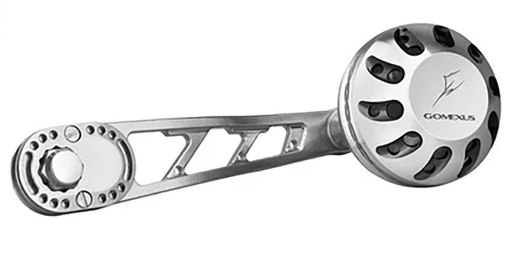 RL - Angelrollentuning - Gomexus Aluminium Handle 85 mm mit 38 mm Power Knob (8x5mm) - Handle - Silber | Schwarz -