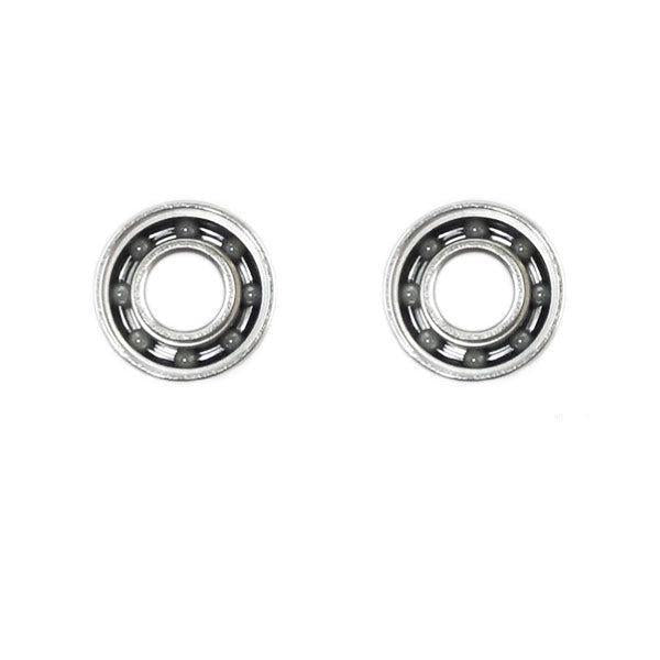 Zwei Hedgehog Studio „Kattobi“ Tuning Kit Keramik Kugellager (Shimano 730 & 730 Air) Kugellager werden nebeneinander angezeigt, jedes mit sichtbaren Kugeln in einer kreisförmigen Bahn – ideale Premium-Lager für Ihre Baitcaster-Rolle.