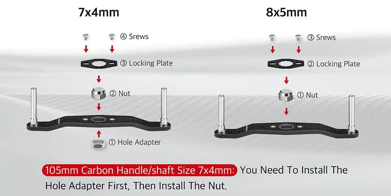 RL - Angelrollentuning - Gomexus Crank 105 mm Carbon Handle | ohne Knobs - Handle - 7x4 mm - 