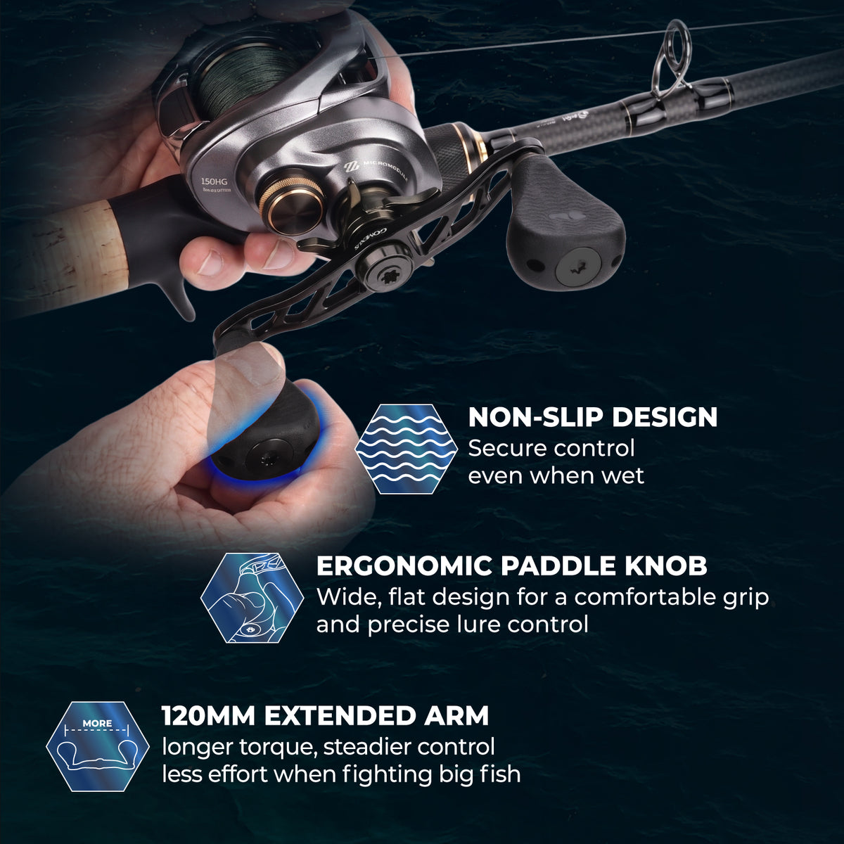 Gomexus Flat Knob Power Handle: rutschfestes Design, ergonomischer Paddle Knob, verlängerter Kurbelarm