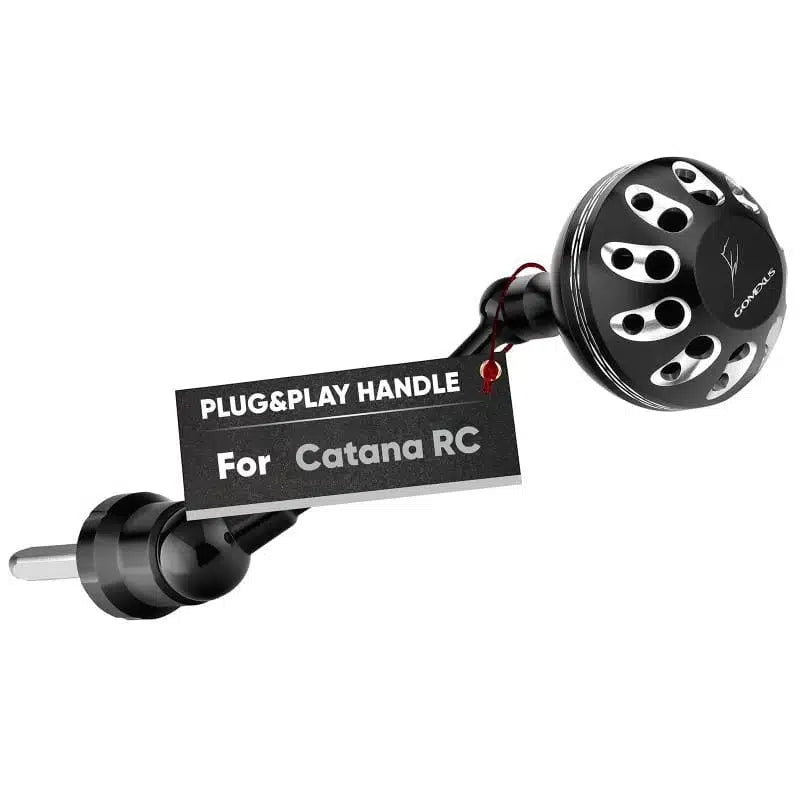 RL - Angelrollentuning - Gomexus Aluminium Handle 57 mm mit 35 mm Power Knob für Shimano Spinnrollen | Lock - Type Kurbelarm Upgrade - Silber - 