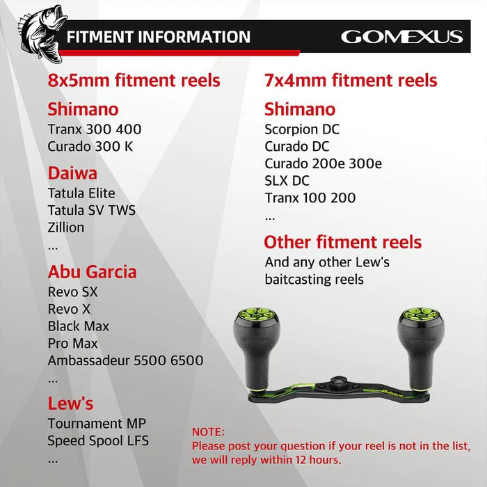 Gomexus Crank 110mm Handle mit 27 mm TPE Knobs (7x4mm) – RL- Angelrollentuning