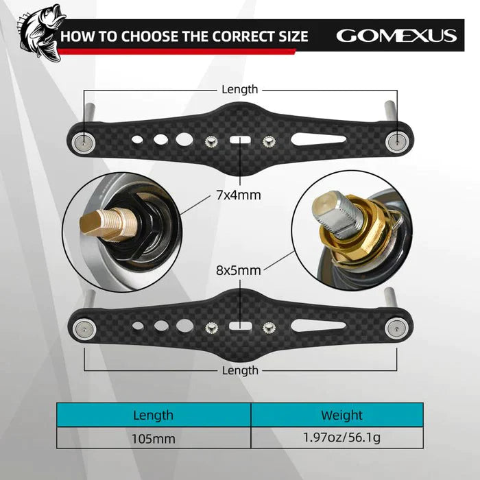 Gomexus Carbon Handle 105 mm Handle mit 27 mm TPE Knobs (8x5mm)