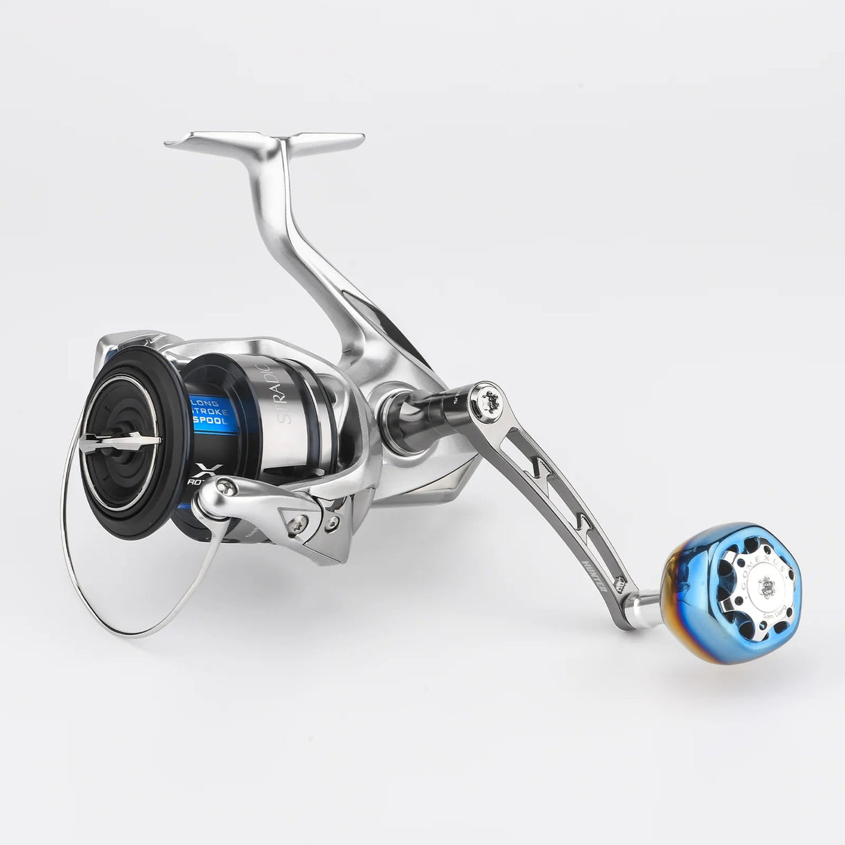 Gomexus Super-Duraluminium Crank 70 mm with 38 mm Titanium Galaxy Knob for Spinning Reels