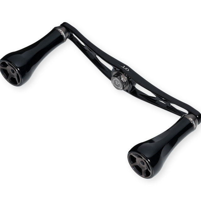 Der Taken GT106 Handle in Schwarz, aus Duraluminium mit A7 Knobs, ist ein Power Handle für Shimano & Daiwa Baitcasterrollen - perfekt zum Aufrüsten deiner Angelrolle.