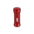 Der Taken SS Knob 35mm in rot ist ein zylindrischer Aluminium-Tuning-Knauf mit abgerundetem Top und weißem SS-Logo, passend für Shimano & Daiwa Angelrollen - das perfekte Upgrade für deine Baitcaster-Rollen.