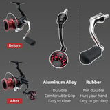 RL - Angelrollentuning - Gomexus Aluminium Handle 57 mm mit 35 mm Power Knob für Shimano Spinnrollen | Lock - Type Kurbelarm Upgrade - Rot - 