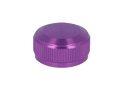 Eine kleine, runde, metallische Lila Avail Aluminum Spool Tension Knob Cap mit einer geriffelten Kante für Grip, kompatibel mit 19 SLX MGL, 20 SLX DC und 21 SLX BFS Shimano Rollen, dargestellt auf einem schlichten weißen Hintergrund.