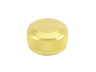 Die goldene Avail Aluminum Spool Tension Knob Cap für 19 SLX MGL, 20 SLX DC und 21 SLX BFS Rollen ist auf weißem Hintergrund abgebildet und weist ein rundes Metalldesign mit geripptem Rand auf.
