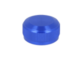Eine blaue, runde Avail 19 SLX MGL | 20 SLX DC | 21 SLX BFS Aluminium Spool Tension Knob Cap mit strukturiertem Griff, abgebildet auf einem schlichten weißen Hintergrund.