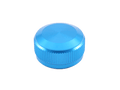 Die Avail Hell Blau Aluminum Spool Tension Knob Cap für 19 SLX MGL, 20 SLX DC und 21 SLX BFS ist rund mit einer glatten Oberseite und strukturierten Seiten für mehr Griffigkeit, dargestellt auf einem schlichten weißen Hintergrund.