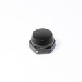 Eine kleine, schwarze Avail Shimano Griffmutter M7 (Schwarz) für original Shimano Kurbeln ist auf einem einfarbig weißen Hintergrund abgebildet.