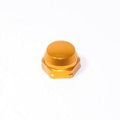 Die Avail Shimano Griffsicherungsmutter M7 in Orange, die für Original-Shimano-Kurbeln entwickelt wurde, ist auf einem schlichten weißen Hintergrund mit glatter, flacher Oberseite und leicht abgerundeten Kanten abgebildet.