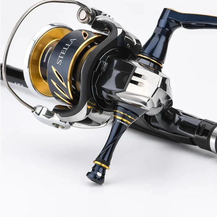 RL - Angelrollentuning - Gomexus Aluminium Reel Stand R9 55 mm - Angelrollen Ständer - Gold - Shimano - 