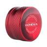 Die Gomexus Aluminium Spool Tension Knob Cap in Rot ist eine rote Metallkappe für Daiwa Tatula Baitcaster mit dem Aufdruck GOMEXUS und Machined Brake Knob in Weiß auf der Oberseite.