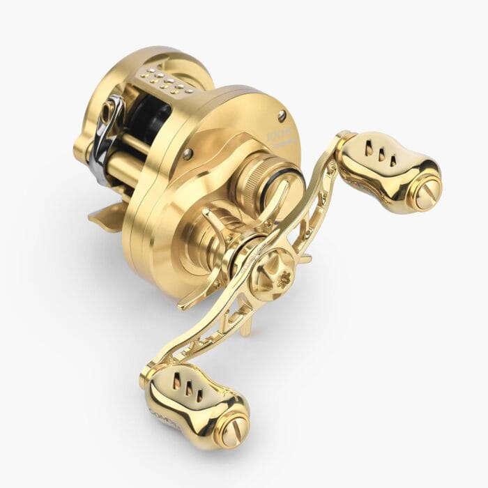 RL - Angelrollentuning - Gomexus BFS Aluminium Handle Titanium Knobs – Ultraleicht & Präzise - Handle - Gold - 90 mm - 7x4 mm