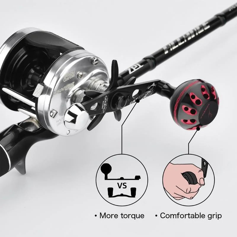 RL - Angelrollentuning - Gomexus Catfish Power Handle Abu Garcia | Ideal für Wels angeln - Rot - 