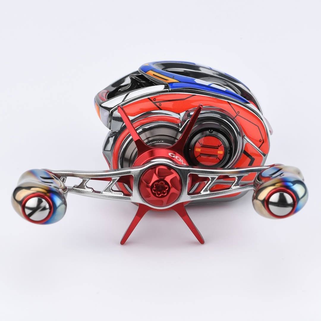 RL-Angelrollentuning- Gomexus Custom Aufkleber-Set für die Daiwa Steez - 19/25 Steez (Left-Hand)-Gundam Red-