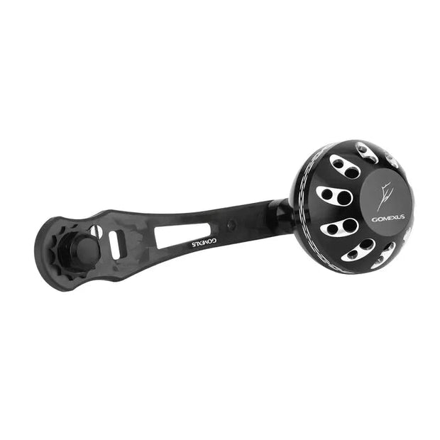 RL - Angelrollentuning - Gomexus Forged Carbon Handle 65 - 75 mm mit Aluminium Power Knob - Handle - Silber - 8x5 mm - 38 mm