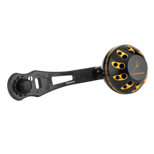 RL - Angelrollentuning - Gomexus Forged Carbon Handle 65 - 75 mm mit Aluminium Power Knob - Handle - Gold - 7x4 mm - 38 mm