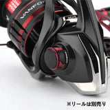 Nahaufnahme einer schwarz-roten Gomexus Griff-Schraubkappe für Daiwa/Shimano-Rollen mit metallischen Akzenten und Aluminium-Kurbelarm-Kappen. Japanischer Text: „Rolle separat erhältlich.“ Passend für Rollen der Größen 2000–5000. Marke: Gomexus.