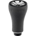 Der Gomexus P20 mm TPE-Knopf ist ein schwarzer Schaltknauf mit strukturierter TPE-Oberfläche und einer silbernen, metallischen, runden Oberseite mit Rillen und dem eingravierten Markennamen Gomexus.