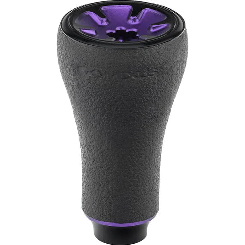 Der Gomexus P20 mm TPE-Schaltknauf fürs Auto in Schwarz und Lila verfügt über eine langlebige TPE-Konstruktion, eine ausgestellte Oberseite mit eingekerbtem Design, einen konischen Körper und den an der Seite sichtbaren Markennamen Gomexus.