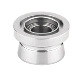 Vor einem weißen Hintergrund ist ein metallisches, zylindrisches Gomexus Schnurlaufröllchen für Shimano SW Angelrollen abgebildet, das eine breite Basis, einen schmalen Mittelteil und eine kreisförmige Öffnung an der Oberseite aufweist.