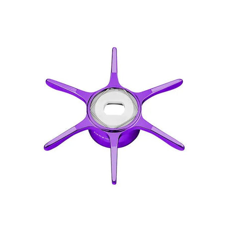 Die Gomexus Sternbremse 60 mm | Shimano in Lila verfügt über sechs Metallarme, eine zentrale runde Nabe, eine Aluminium-Sternbremse und eine sechseckige Öffnung - ein Zubehörteil, das von den Shimano Baitcastrolle-Designs von Gomexus inspiriert ist.