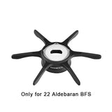 Der schwarze Gomexus Sternbremse 60 mm Griff für Shimano, abgebildet auf weißem Hintergrund, passt für 22 Aldebaran BFS und 21 Calcutta Conquest 100-101. Der Text darunter besagt: Nur für 22 Aldebaran BFS.