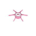 Eine Gomexus Sternbremse 60 mm in Rosa von Gomexus ist von oben auf weißem Hintergrund abgebildet. Sie hat sechs Arme, einen runden Mittelpunkt und einen metallischen Flaschenöffner in der Mitte.