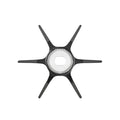 Eine Draufsicht auf die Gomexus Sternbremse 60 mm | Shimano by Gomexus, mit sechs schwarzen und grauen Klingen mit einem sechseckigen Zentrum, isoliert auf einem weißen Hintergrund.
