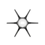 Eine Draufsicht auf die Gomexus Sternbremse 60 mm | Shimano by Gomexus, mit sechs schwarzen und grauen Klingen mit einem sechseckigen Zentrum, isoliert auf einem weißen Hintergrund.