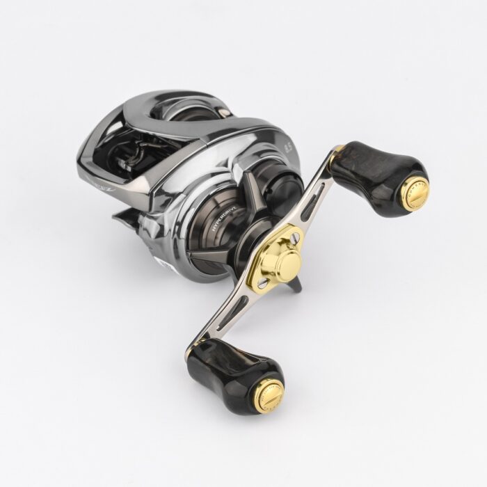 RL-Angelrollentuning- Gomexus Titanium Handle 80 mm mit Zypressenholz Knobs 22 mm - Handle-8x5 mm-Schwarz | Gold-