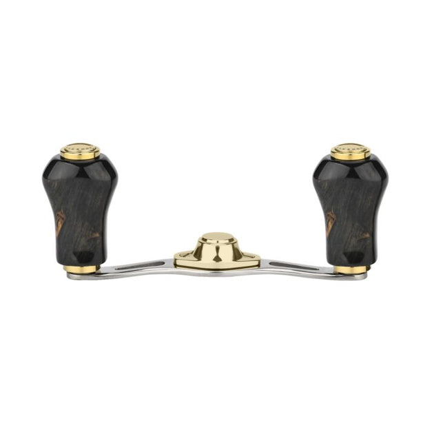 RL-Angelrollentuning- Gomexus Titanium Handle 80 mm mit Zypressenholz Knobs 22 mm - Handle-8x5 mm-Schwarz | Gold-