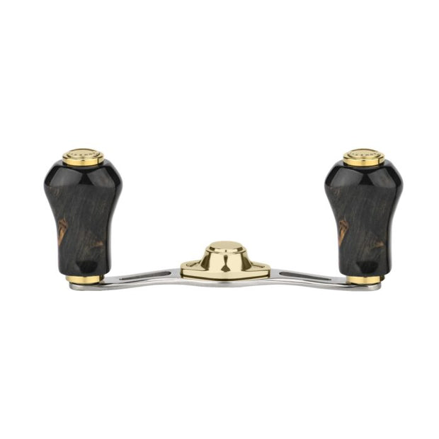 RL-Angelrollentuning- Gomexus Titanium Handle 80 mm mit Zypressenholz Knobs 22 mm - Handle-8x5 mm-Schwarz | Gold-