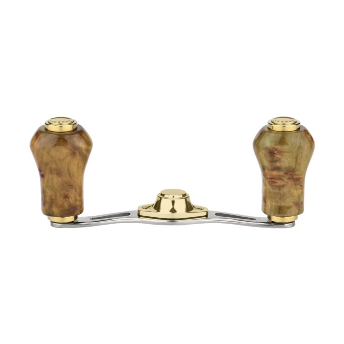 RL-Angelrollentuning- Gomexus Titanium Handle 80 mm mit Zypressenholz Knobs 22 mm - Handle-8x5 mm-Silber | Gold-