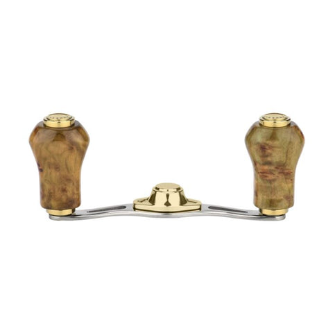 RL-Angelrollentuning- Gomexus Titanium Handle 80 mm mit Zypressenholz Knobs 22 mm - Handle-8x5 mm-Silber | Gold-