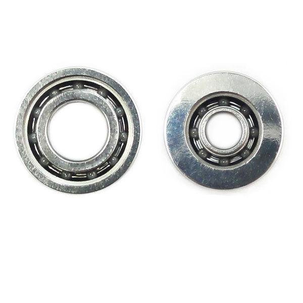 Abgebildet sind zwei Hedgehog Studio "Kattobi" Tuning Kit Keramik Kugellager (Shimano 1150 & 1030 Air) – eines offen mit sichtbaren Kugeln, das andere metallgeschirmt, ideal für den Einsatz mit Baitcasterrollen. Marke: Hedgehog Studio.