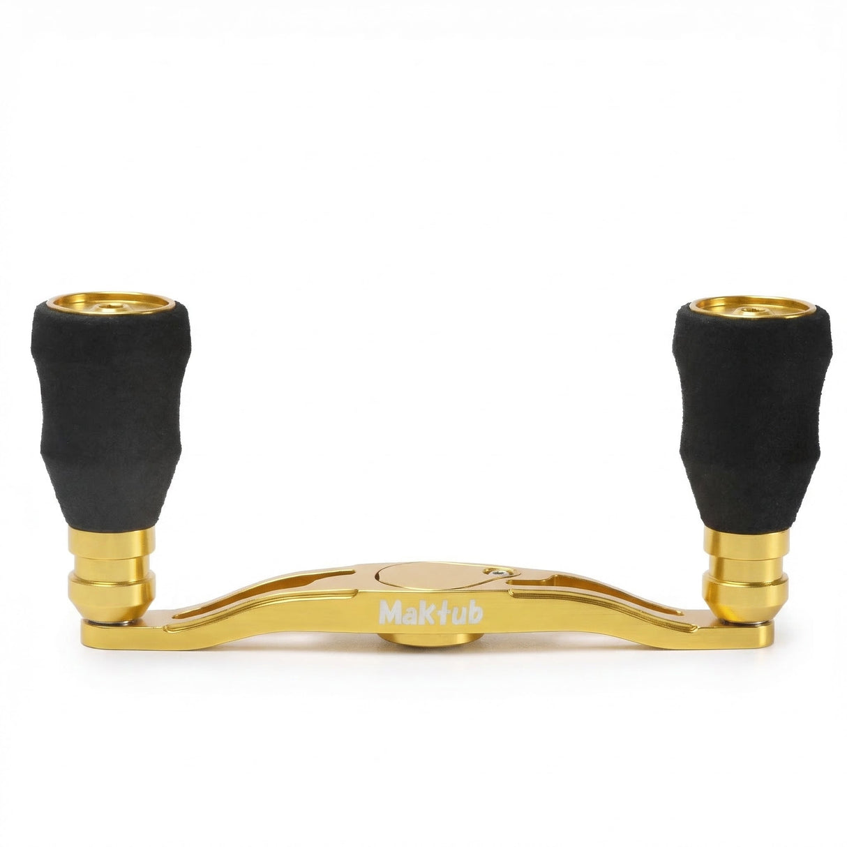 RL - Angelrollentuning - Maktub Power Handle 100 mm aus super Duraluminium mit 25 mm EVA Knobs für Shimano & Daiwa Baitcaster - 7x4 mm - Gold - 