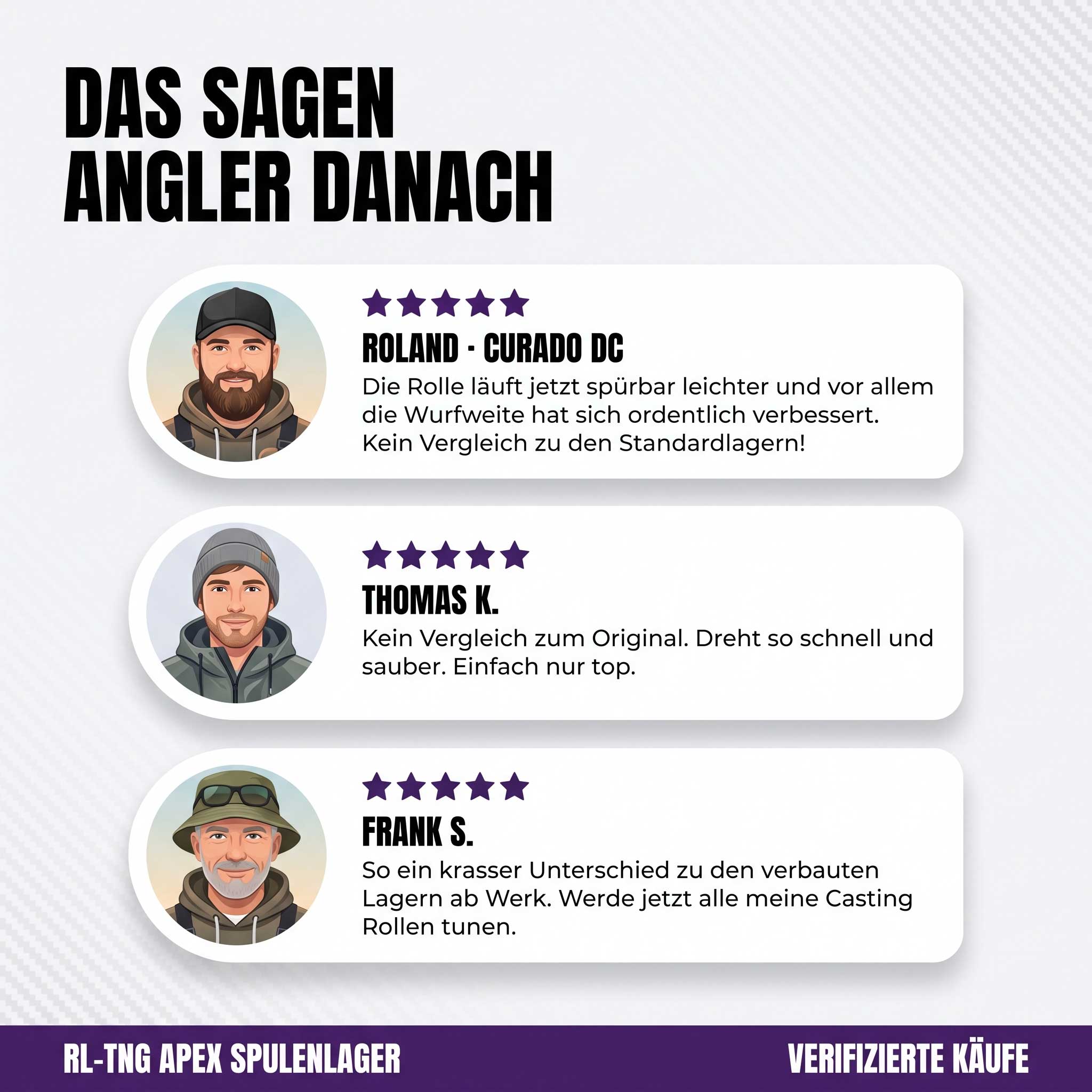 RL-Angelrollentuning- RL-TNG APEX Spulenlager Set | ABEC 9 | Daiwa | 3x10x4 | 3x6x2.5 - BC Kugellager - 