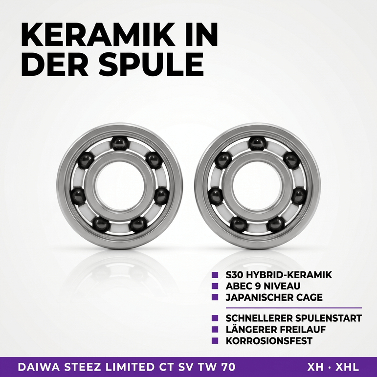RL - Angelrollentuning - RL - TNG Komplett Kugellager Tuning Kit für Daiwa 25 Steez Limited CT SV TW 70 - BC Kugellager - 